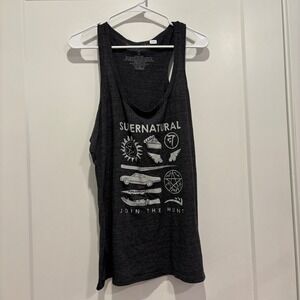 Supernatural Join The Hunt Graphic Racerback Tank Top Gray XL